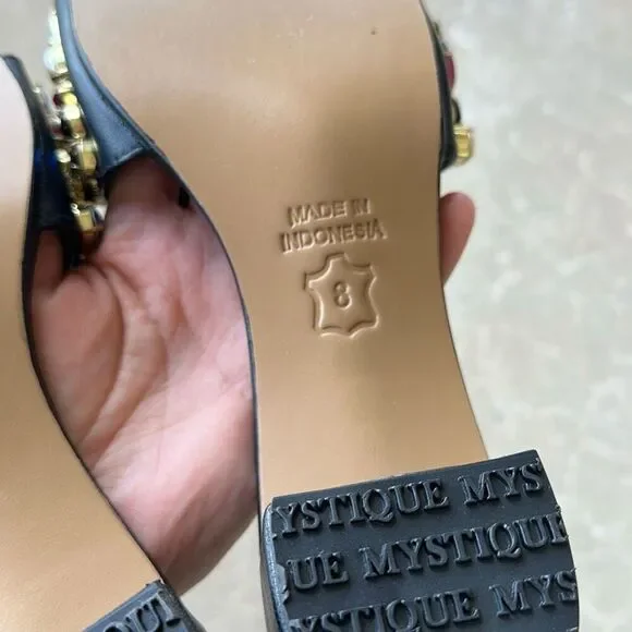 Mystique Dublin Black Rhinestone Sandals Women’s Size 8 - Picture 8 of 8